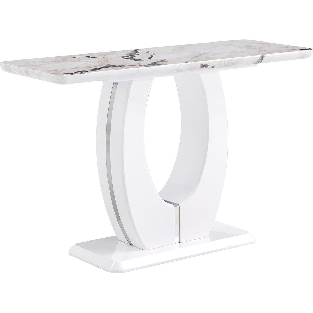Modern Simple Glossy White Rectangular Counter Bar Table 47.24" x 18.11" x 29.52" For Living Room Bedroom Bedside Entrance House Balcony Office Bathroom.