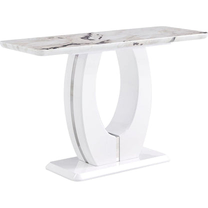 Modern Simple Glossy White Rectangular Counter Bar Table 47.24" x 18.11" x 29.52" For Living Room Bedroom Bedside Entrance House Balcony Office Bathroom.