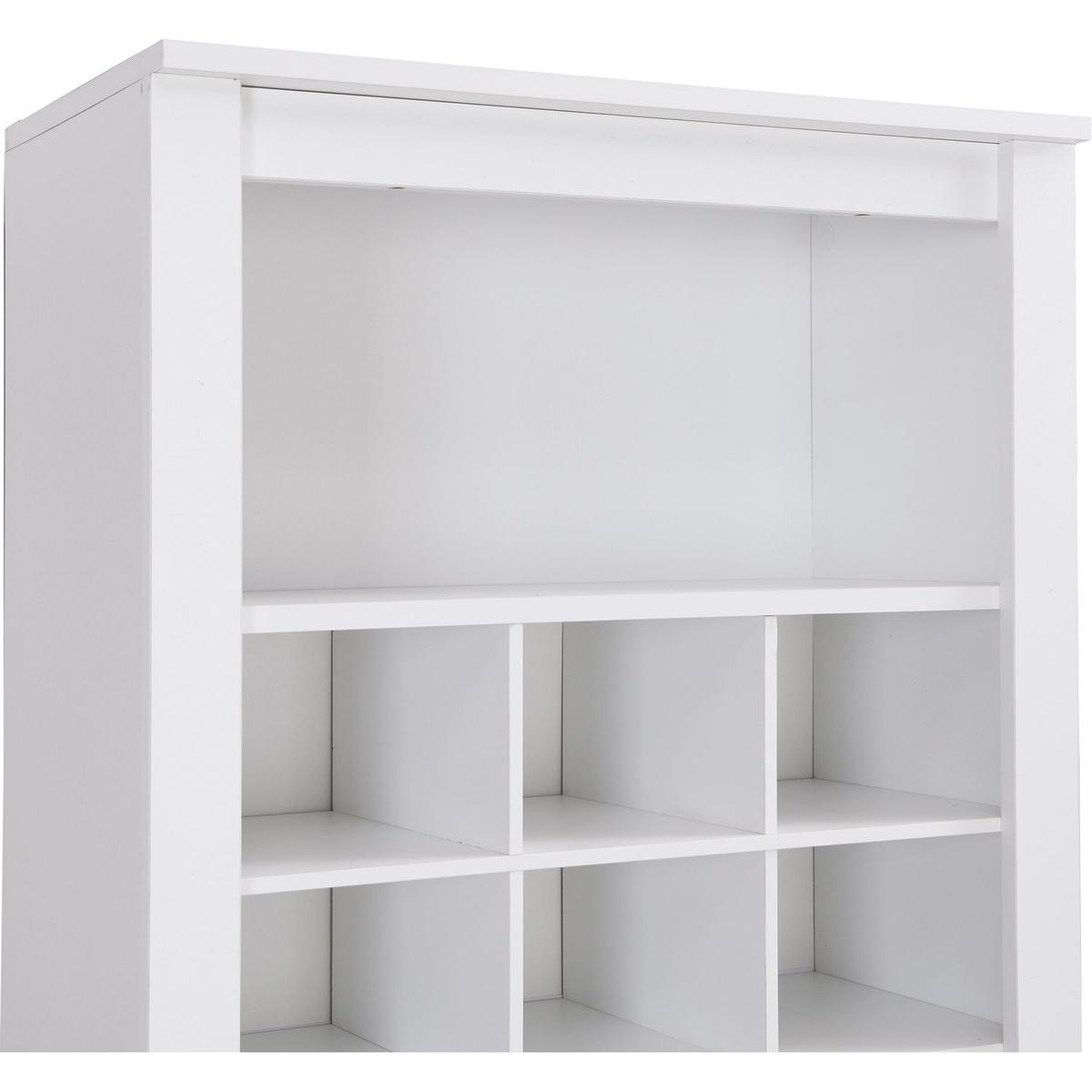 Stylish Design 30 Shoe Cubby Console, Contemporary Shoe Cabinet with Multiple Storage Capacity, Free Standing Tall Cabinet with Versatile Use for Hallway, Bedroom, White