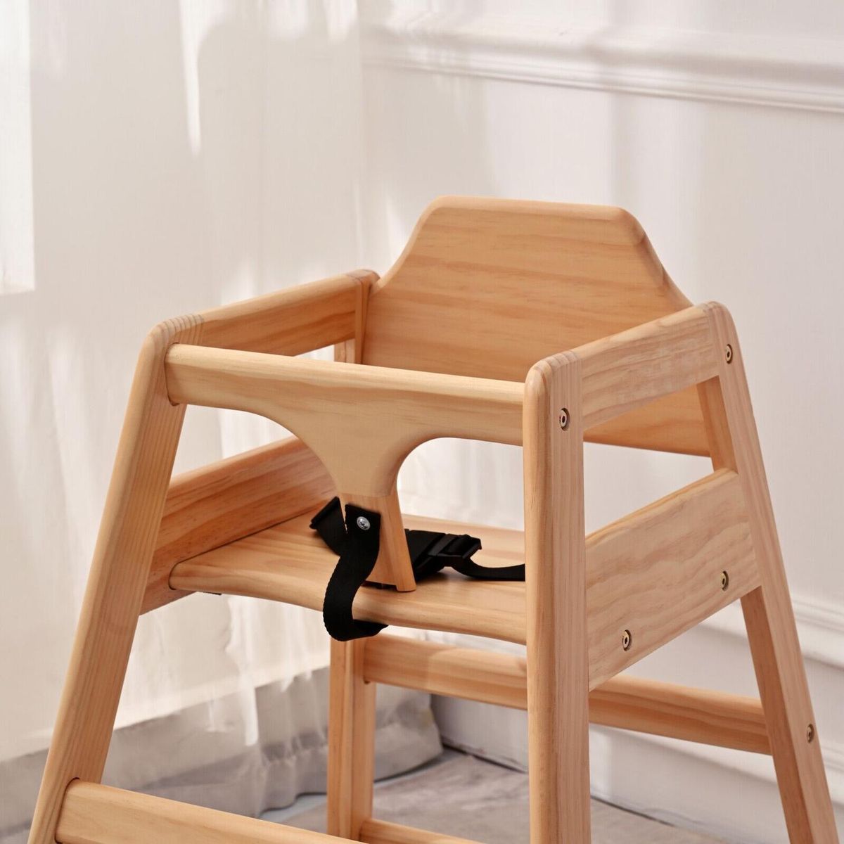 Wooden Double Solid Wood Feeding, Eat & Grow Portable High, Easy to Clean Baby Booster Chair in Natural Finish