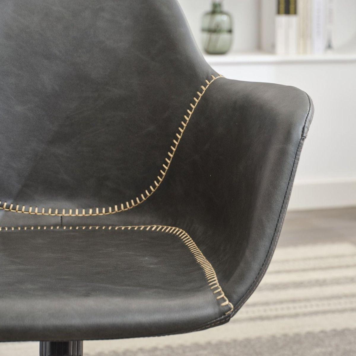 Mid-Century Modern Office Chair,Rolling Swivel Height Adjustable Ergonomic Chair with Frame/Arms ,Back Support Home Desk Chair for Living Room,Studying (Black)