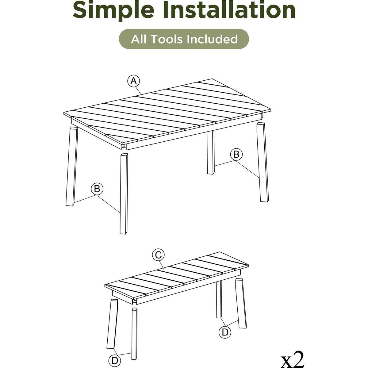 GO 3 Pieces Acacia Wood Table Bench Dining Set For Outdoor & Indoor Furniture With 2 Benches, Picnic Beer Table for Patio, Porch, Garden, Poolside, Natural