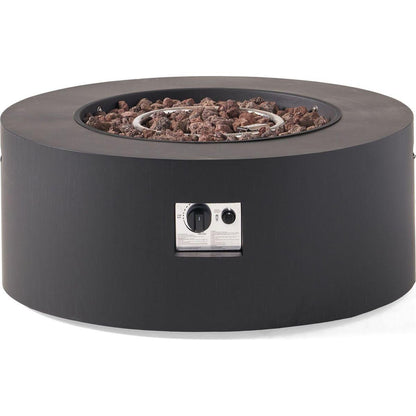 Patio Gas-burning Fire Pit Outdoor Iron Propane Fireplace, 32" Round Fire Pit - 40,000 BTU, Tank outside, Dark Grey