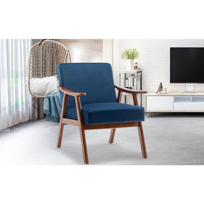 Mid-Century Modern Chair, Living Room Chair with Solid Wood Frame, Accent Chair Extra-Thick Backrest, Wingback Chair for Bedroom, Reading Room, Living Room, Lounge Chair Indoor