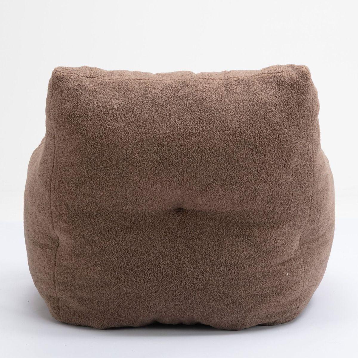 Soft Teddy Fabric Tufted Foam Bean Bag Chair With Teddy Fabric Coffee