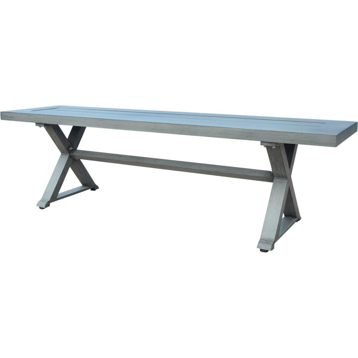 Modern Outdoor Aluminum Dining Bench, Dark Gray
