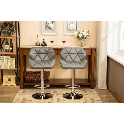 Glasgow Contemporary Tufted Adjustable Height Hidraulic Bar Stools, Set of 2, Grey