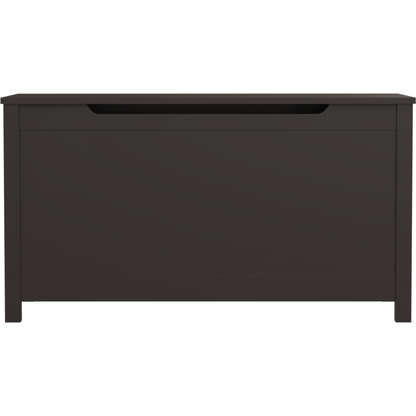 Kids Wooden Toy Box Storage with Safety Hinged Lid for Ages 3+ (Dark Brown)