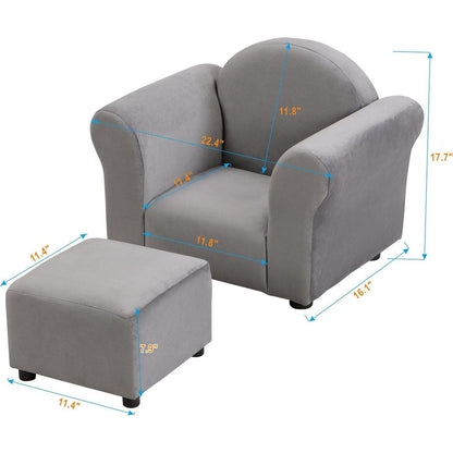 Kids Chair, Kids Upholstered Couch with ottoman