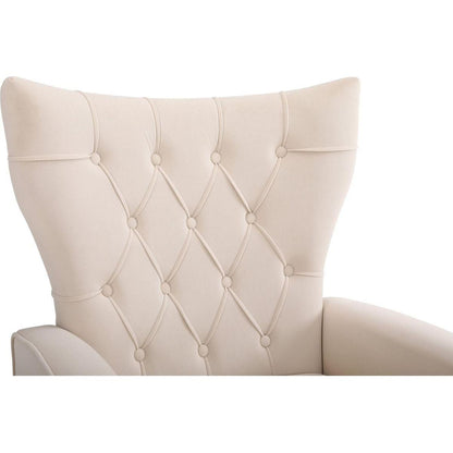 Modern Accent Chair with Ottoman, Comfy Armchair for Living Room, Bedroom, Apartment, Office (Beige)