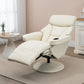 Manual Recliner, Swivel Lounge Armchair with Side Pocket, Footrest and Cup Holder for Living Room, Cream White