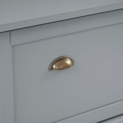 Classic Cosatal Style Hall Tree Entryway Bench with Open Shelves and Shoe Cabinets, SOLID WOOD Feet, Gray, 40"Wx18.5"Dx64.5"H