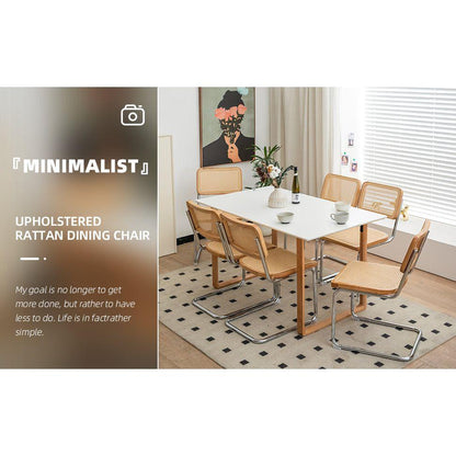 Dining Chairs Set of 2, Velvet Rattan Side Accent Chairs with Chrome Legs, Modern Mid Century Breuer Designed Chairs, Upholstered Dining Living Room Kitchen Chairs