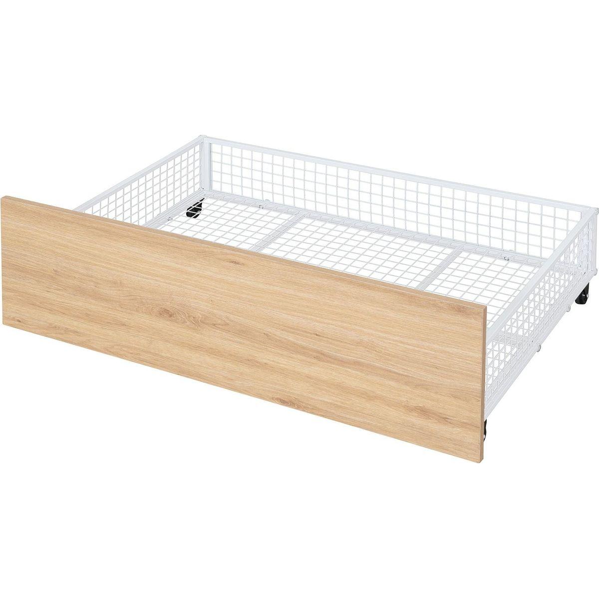 Full Size Metal House Bed with Two Drawers, White