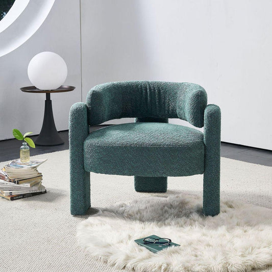 34.65" Wide Boucle Upholstery Accent Chair Green