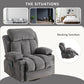 Vanbow.Swinging recliner massage heated sofa, with USB and 2 cup holders in side pockets, Package A and B (gray velvet)