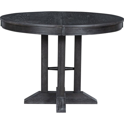 Farmhouse Dining Table Extendable Round Table for Kitchen, Dining Room(Black)