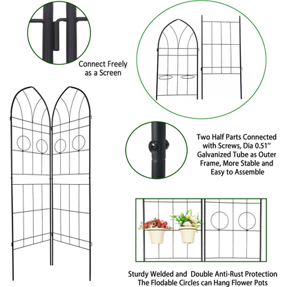 4 Pack Metal Garden Trellis 78.7" x 19.7" Rustproof Trellis for Climbing Plants Outdoor Flower Support Black