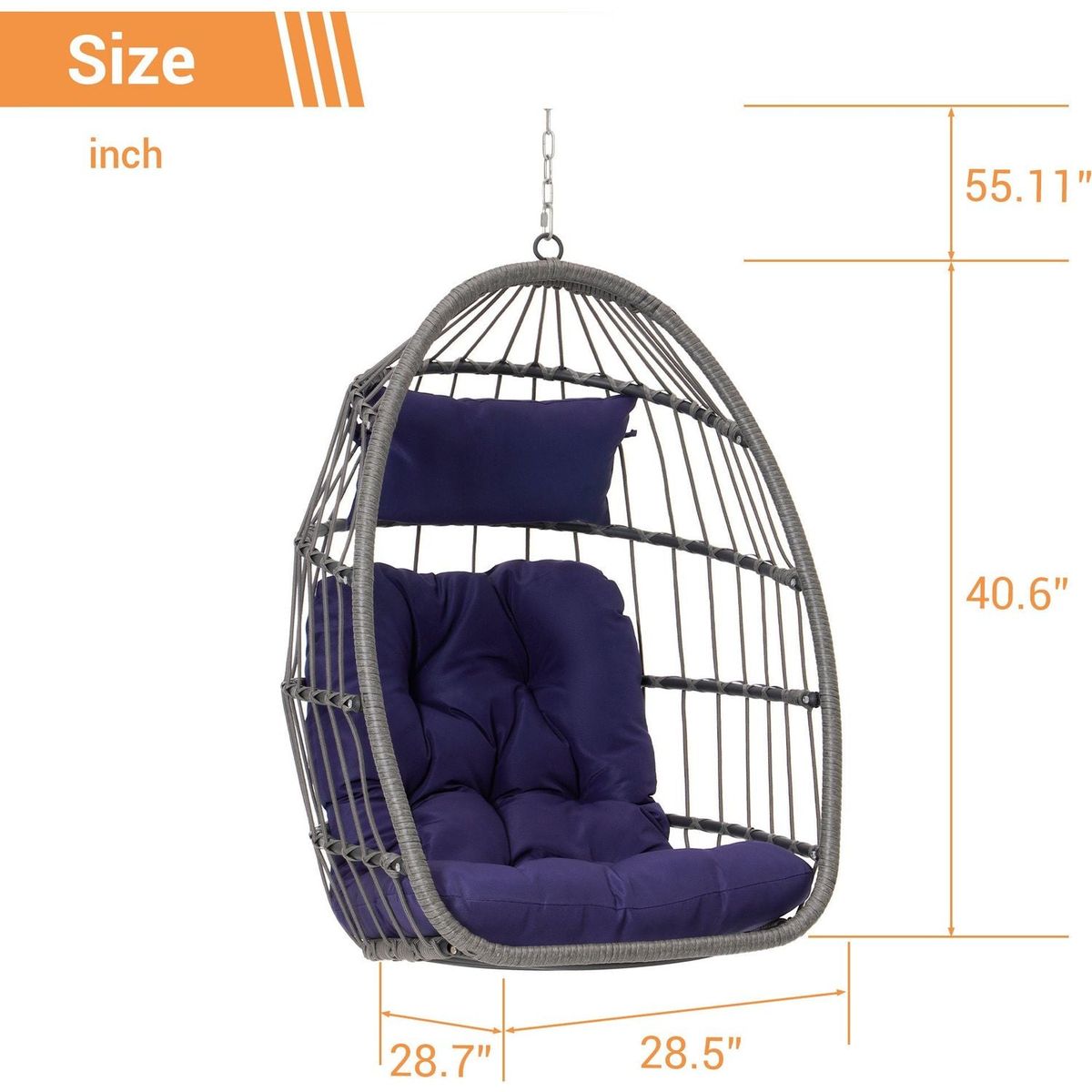 Outdoor Garden Rattan Egg Swing Chair Hanging Chair PE Hang Chair