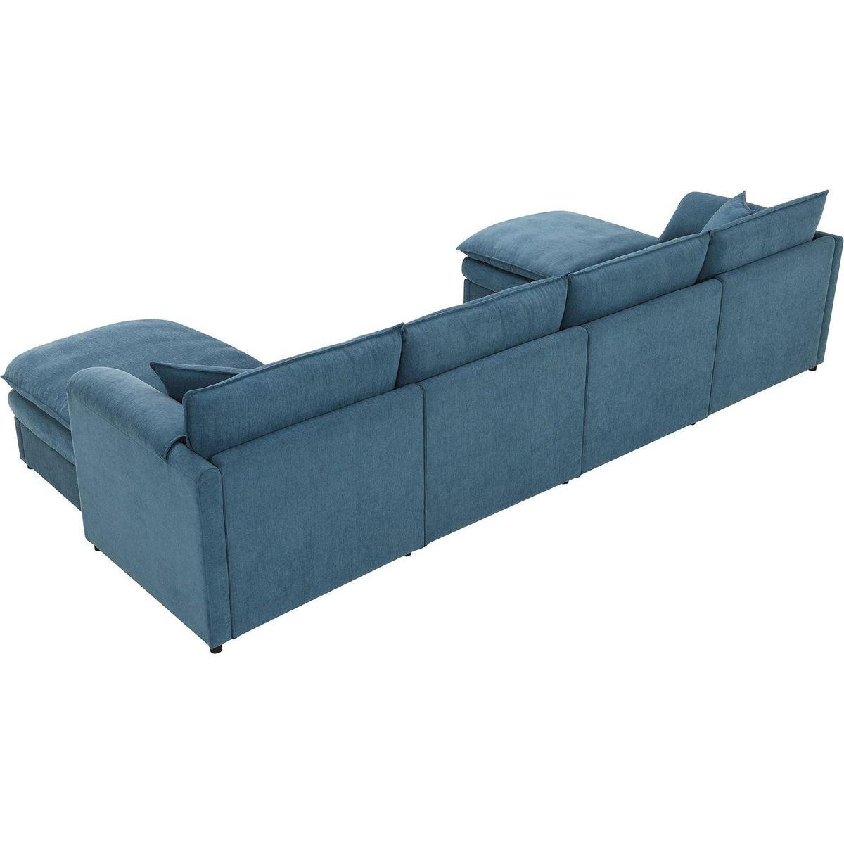 134x66" Chenille Modular Sectional Sofa,U Shaped Cloud Couch Set with Double Cushions, 6 Seat Sleeper Sofa Bed with Ottomans,Oversized Indoor Furniture for Living Room, 3 Colors