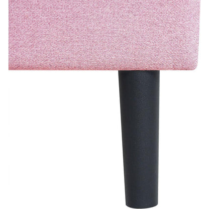 Full Size Upholstered Platform Bed Frame with Modern Button Tufted Linen Fabric Headboard, No Box Spring Needed, Wood Slat Support, Easy Assembly, pink