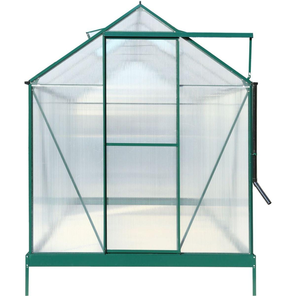 6.3'x10.2'x7' Polycarbonate Greenhouse, Heavy Duty Outdoor Aluminum Walk-in Green House Kit with Rain Gutter, Vent and Door for Backyard Garden, color green