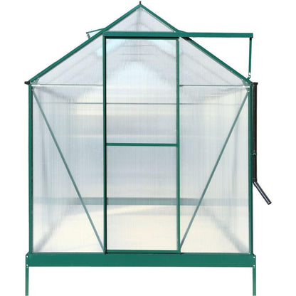 6.3'x10.2'x7' Polycarbonate Greenhouse, Heavy Duty Outdoor Aluminum Walk-in Green House Kit with Rain Gutter, Vent and Door for Backyard Garden, color green