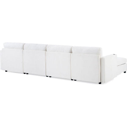 Modern Large Sectional Sofa, U-Shape Modular Sectional Couch with Storage Function,123" Sofa Bed with Ottoman,6 Seat Sectionals Chaise for Living Room,Chenille