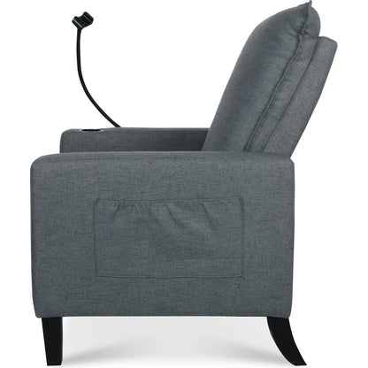 Recliner Chairs for Adults, Adjustable Recliner Sofa with Mobile Phone Holder & Cup Holder, Modern Reclining Chairs Fabric Push Back Recliner Chairs for Living Room, Bedroom, Gray