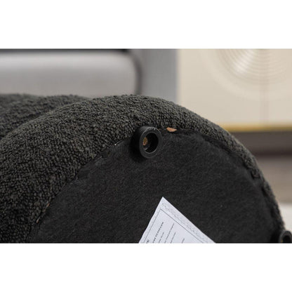 Soft Boucle Round Ottoman Footrest Stool,Black