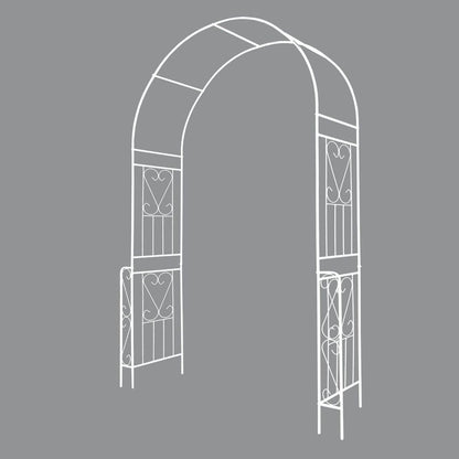 Metal Garden Arch W55" x H94.5" Garden Arbor Trellis Climbing Plants Support Rose Arch Outdoor Arch White