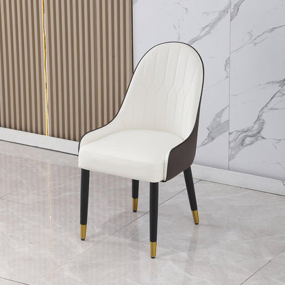 Dining Chair with PU Leather White and brown metal legs (Set of 2)