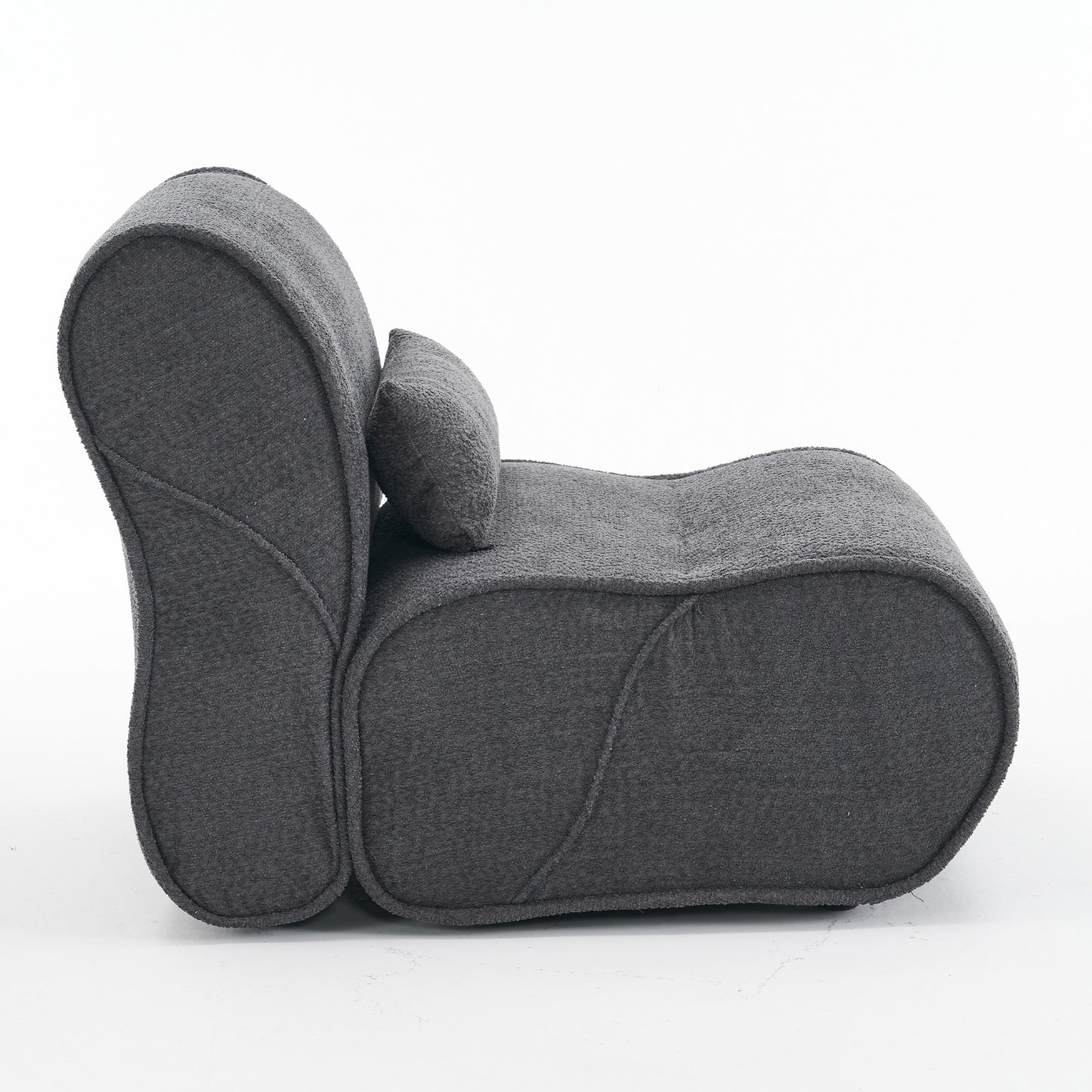 Soft Pellet Velvet Recliner - Comfortable Lounge Chair with Waist Pack Padding, Modern Design, Ideal for Living Room, Bedroom or Office - Dark Gray