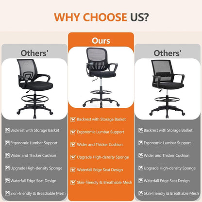 Ergonomic Drafting Chair Tall Standing Desk Office Chair