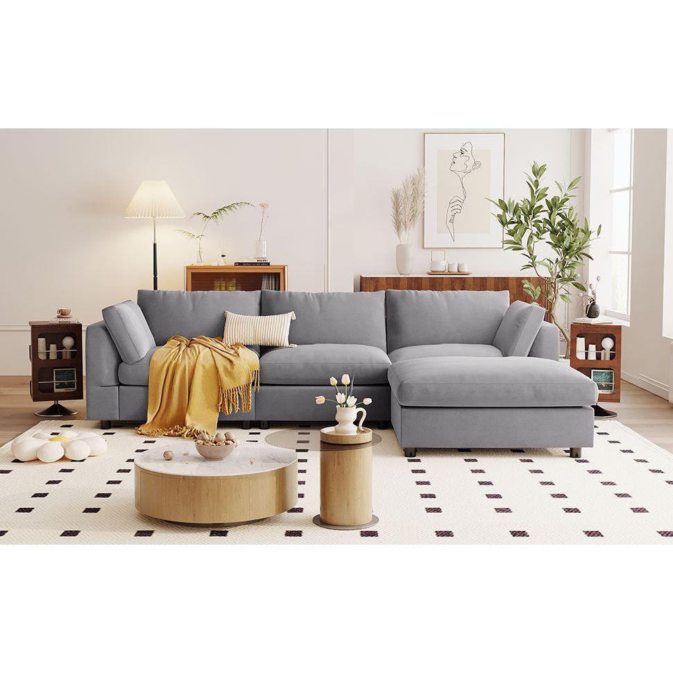 Upholstery Convertible Sectional Sofa, L Shaped Couch with Reversible Chaise