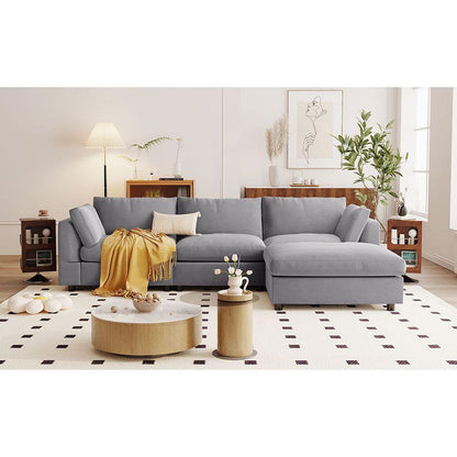 Upholstery Convertible Sectional Sofa, L Shaped Couch with Reversible Chaise