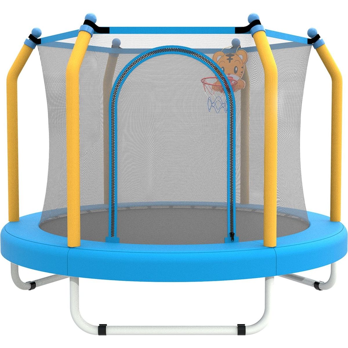 55-inch Trampoline for Kids Indoor & Outdoor Small Toddler Trampoline with Basketball Hoop