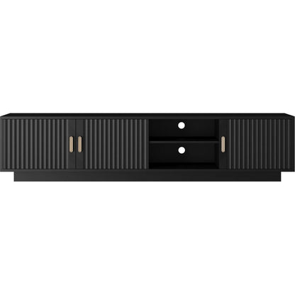 Mid Century Modern TV Stand with LED Lights for 80 Inch TV, Entertainment Center Wooden TV Stand, TV Stand Desk Media Cabinet with Storage for Living Room Bedroom