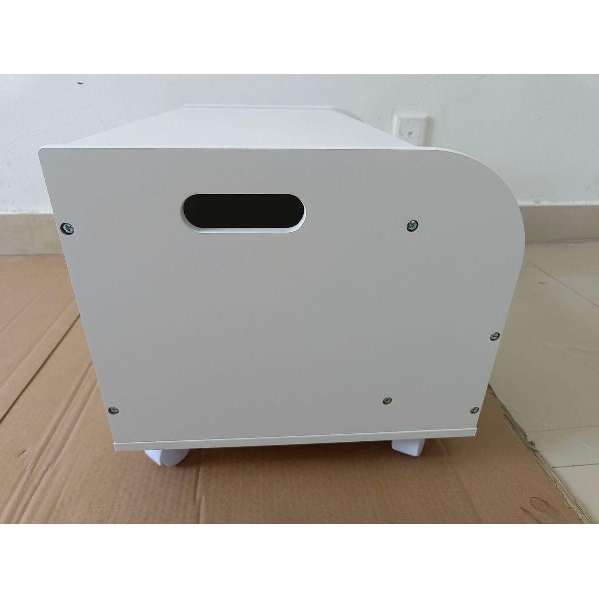 Wooden Toy Box with 4 Universal Wheels, Kids Toy Storage Organizer with Front Bookshelf, Flip-Top Lid, Safety Hinge, Boys Girls Toy Chest Bench for Playroom Kids Room Organization (White)