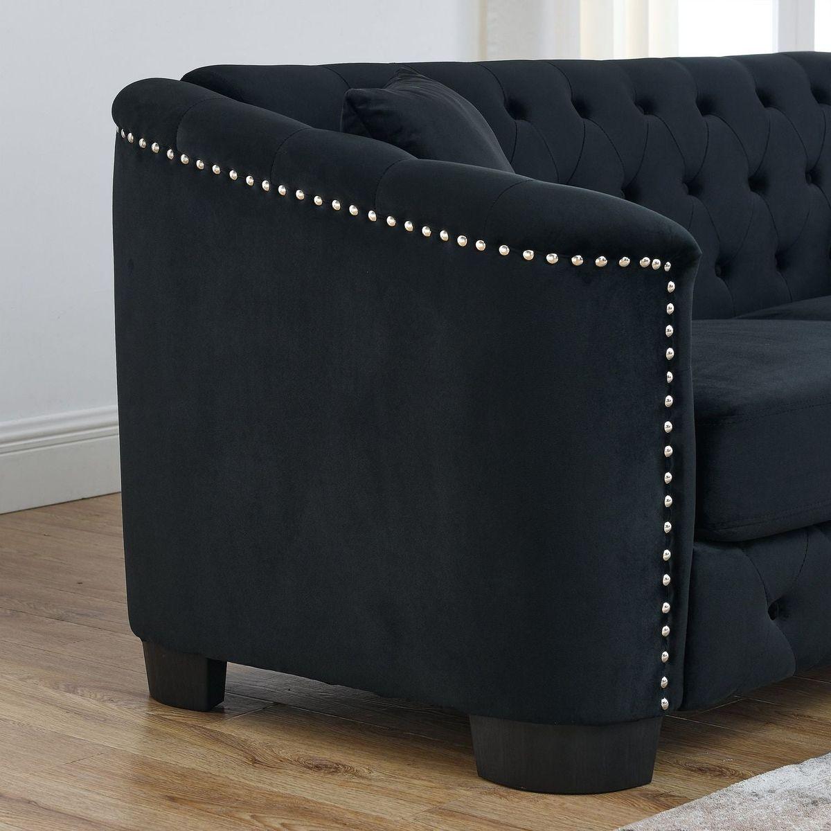 3-seater + 3-seater Combination sofa.Velvet black