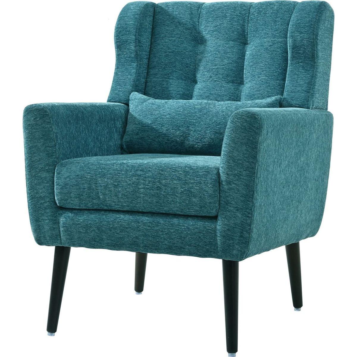 Modern Accent Chair Upholstered Foam Filled Living Room Chairs Comfy Reading Chair Mid Century Modern Chair with Chenille Fabric Lounge Arm Chairs Armchair for Living Room Bedroom (Teal)