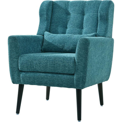 Modern Accent Chair Upholstered Foam Filled Living Room Chairs Comfy Reading Chair Mid Century Modern Chair with Chenille Fabric Lounge Arm Chairs Armchair for Living Room Bedroom (Teal)