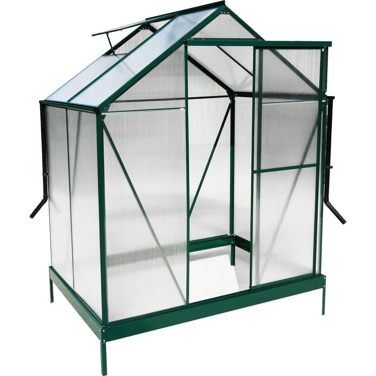 6.3'x4.2'x7' Polycarbonate Greenhouse, Heavy Duty Outdoor Aluminum Walk-in Green House Kit with Rain Gutter, Vent and Door for Backyard Garden, color green