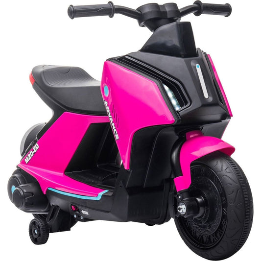 6V Kids Motorcycle Dirt Bike Electric Battery-Powered Ride-On Toy Off-road Street Bike with Music, Headlights, Rechargeable Battery, Training Wheels, for Ages 2-4, Pink