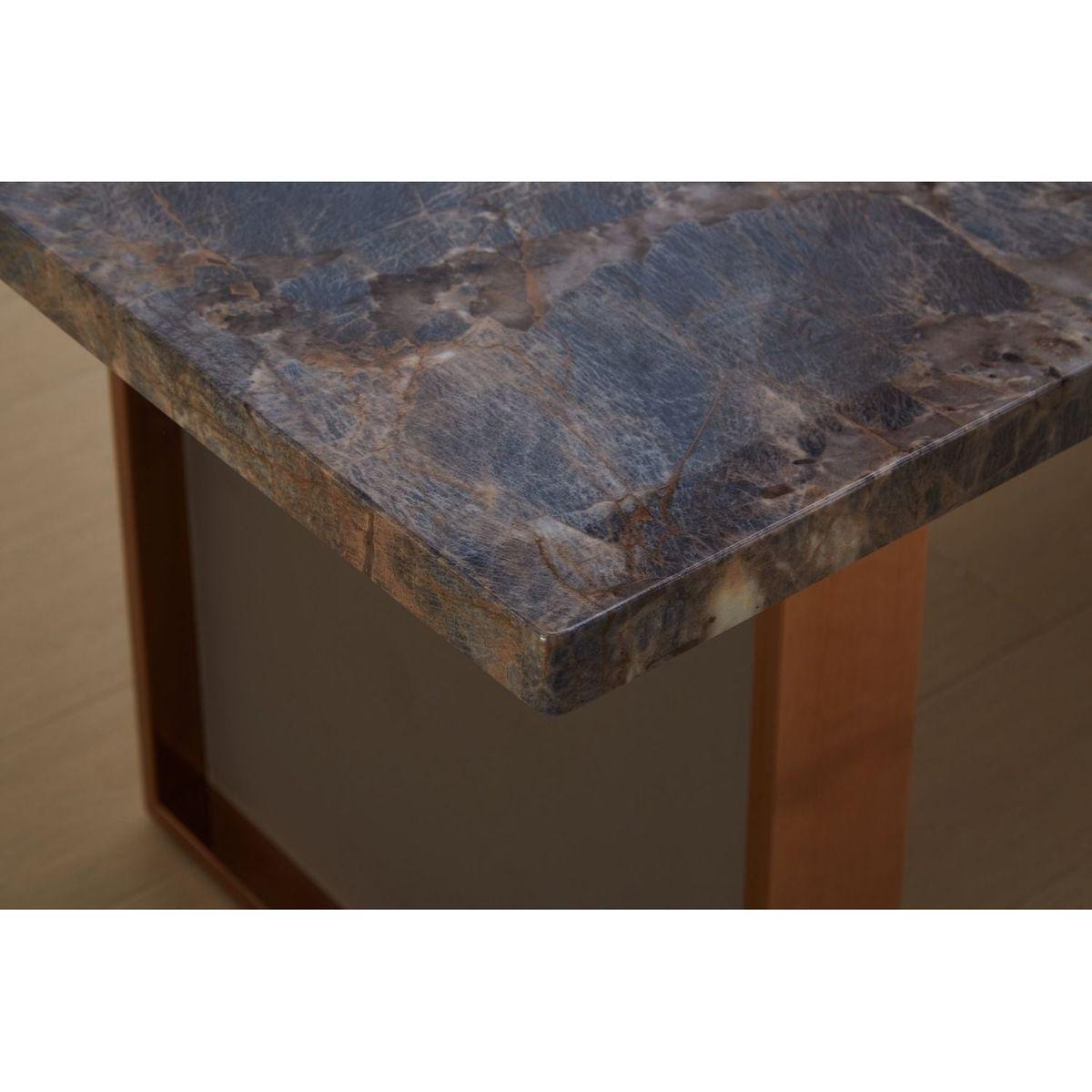 Faux Marble MDF Dining Table for 6 or 8,Rectangular 70.8"Lx35.4"Wx29.8"H, Luxurious Rocky Stone Effect Top Stainless Steel Legs Modern, Durable, Easy to Assemble for Kitchen/Living Room/Meeting Brown