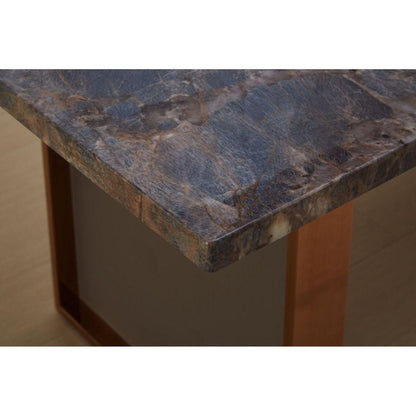 Faux Marble MDF Dining Table for 6 or 8,Rectangular 70.8"Lx35.4"Wx29.8"H, Luxurious Rocky Stone Effect Top Stainless Steel Legs Modern, Durable, Easy to Assemble for Kitchen/Living Room/Meeting Brown