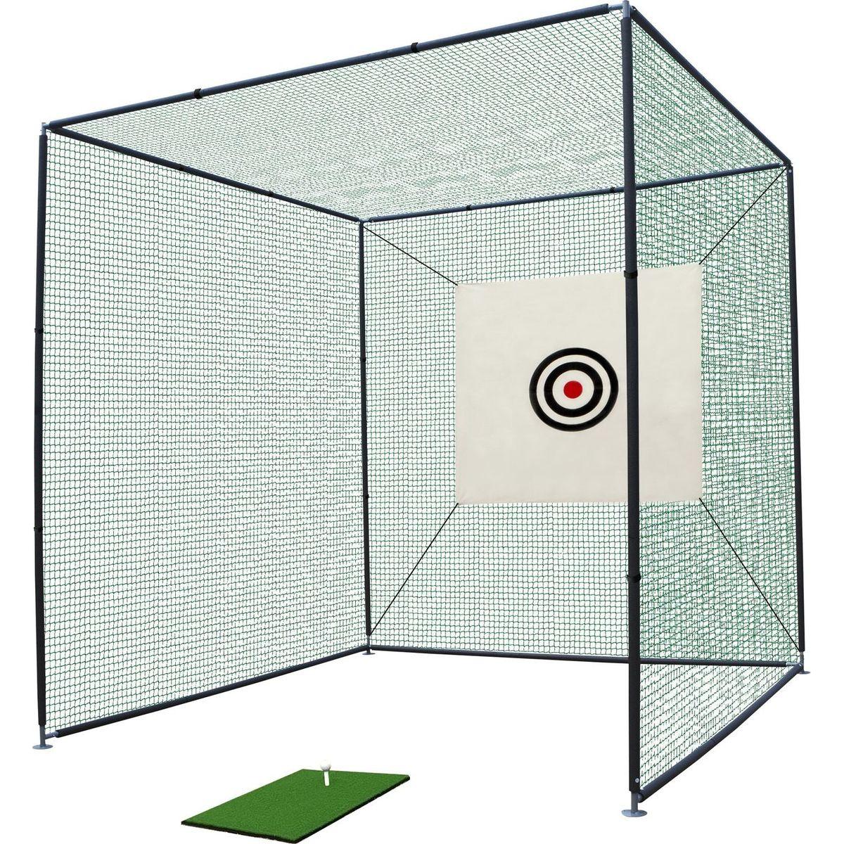 10X10X10FT Golf Practice Net Cage w/ Metal Frame Hitting Net Kit Indoor Outdoor