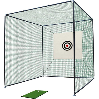 10X10X10FT Golf Practice Net Cage w/ Metal Frame Hitting Net Kit Indoor Outdoor