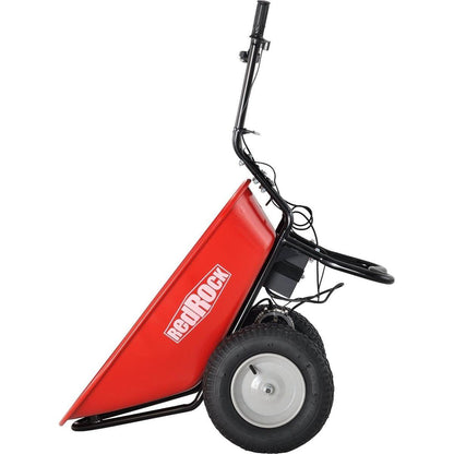 RedRock Wheelbarrow Utility Cart Electric Powered 24V DC 180W AGM Battery 330lbs (150kgs) Max Capacity Barrel Dump Material Debris Hauler