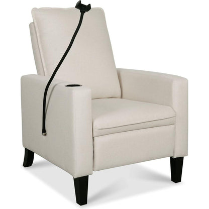 Recliner Chairs for Adults, Adjustable Recliner Sofa with Mobile Phone Holder & Cup Holder, Modern Reclining Chairs Fabric Push Back Recliner Chairs for Living Room, Bedroom, BEIGE